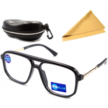 Комп'ютерні окуляри Big Blue Aviator Black захисні від випромінювання монітора з блокуванням блакитного світла з ПАСПОРТОМ Blue blocker з футляром та серветкою Комп'ютерні окуляри Big Blue Aviator Black захисні від випромінювання монітора з блокуванням блакитного світла з ПАСПОРТОМ Blue blocker з футляром та серветкою