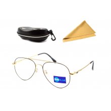 Компьютерные очки Big Blue Gold Black  защитные от излучения монитора с блокировкой голубого света с ПАСПОРТОМ Blue blocker c футляром и салфеткой