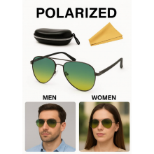  Очки водителя Антифара с поляризационной линзой  Polar Eagle Aviator  - Желто-зеленые С Футляром и салфеткой