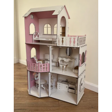 Кукольный домик NestWood Pink House Домик для барби с мебелью, кукольный дом 104*38*70 Кукольный домик NestWood Pink House Домик для барби с мебелью, кукольный дом 104*38*70