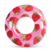 Круг надувной Intex Strawberry 107 см виниловый с ручками цветной в коробке Круг надувной Intex Strawberry 107 см виниловый с ручками цветной в коробке