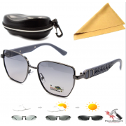 Окуляри для водіїв фотохромні антифари Polar Eagle Grey Black в подарунок з чохлом і серветкою